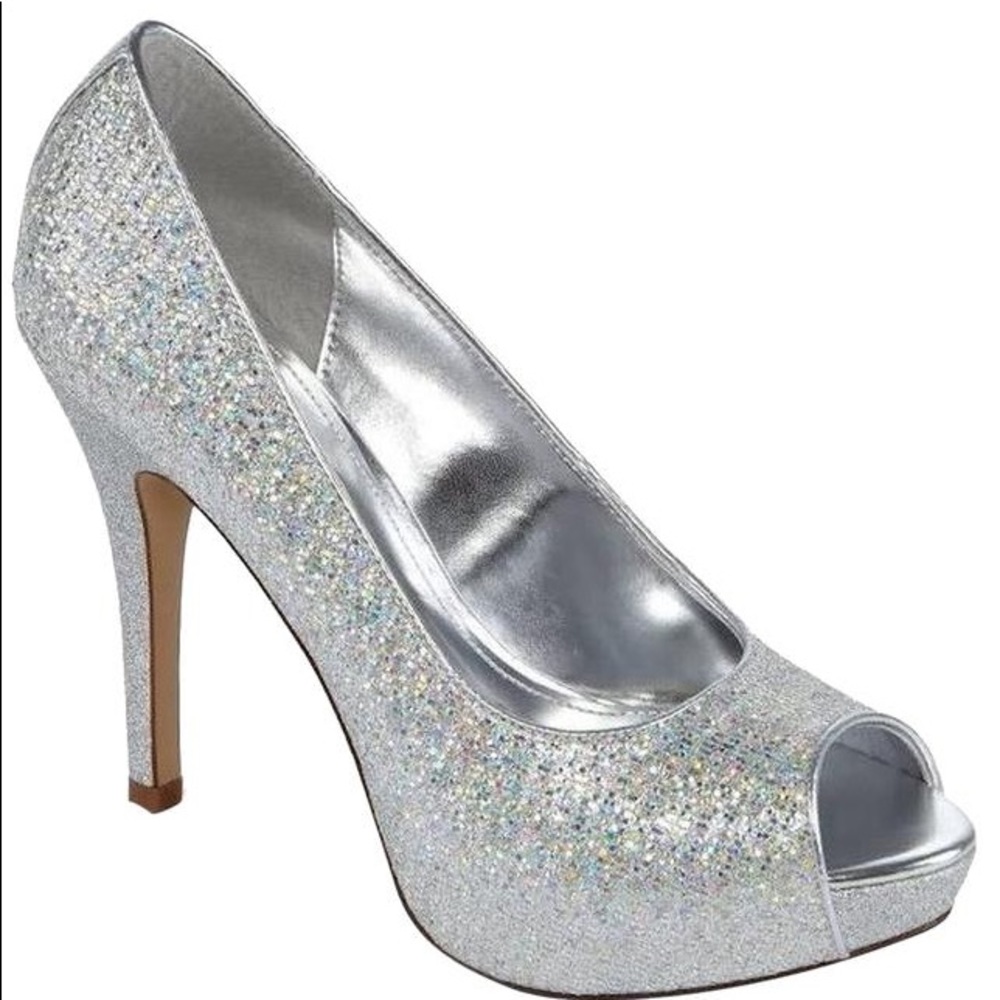 Worthington Glitter peep toe heels
